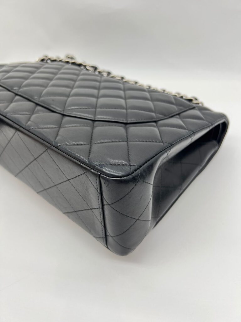 Maxi Classic D. Flap Lambskin Black Silver Hardware