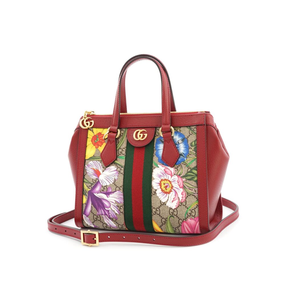 Ophidia Top Handle GG Supreme Flora Red Gold Hardware