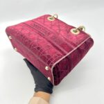 Lady Dior Medium Velvet Dark Maroon GHW