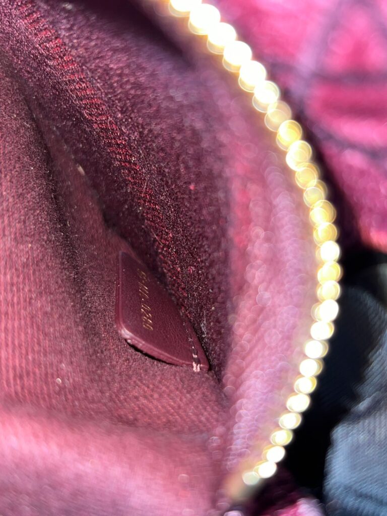 Lady Dior Medium Velvet Dark Maroon GHW