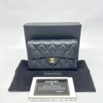 Classic Trifold Compact Caviar Black GHW
