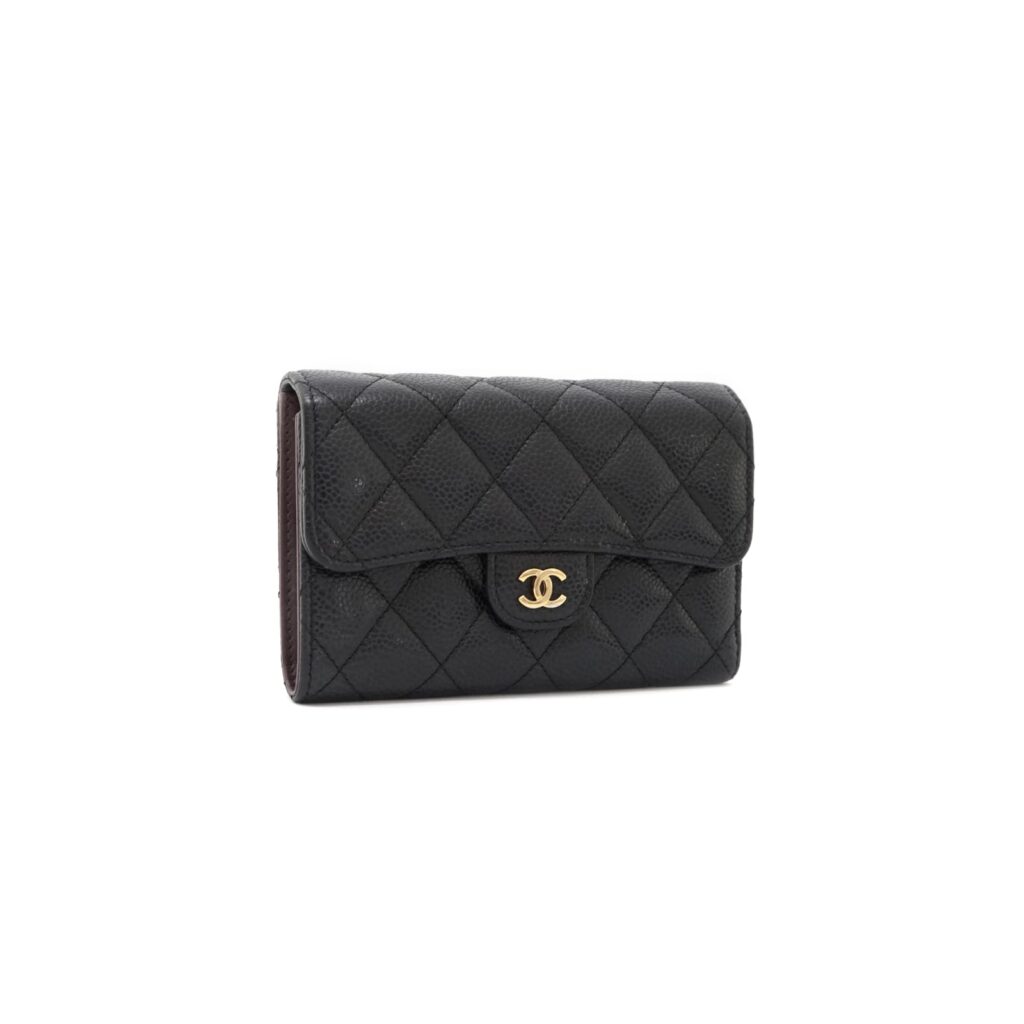 Classic Trifold Compact Caviar Black GHW