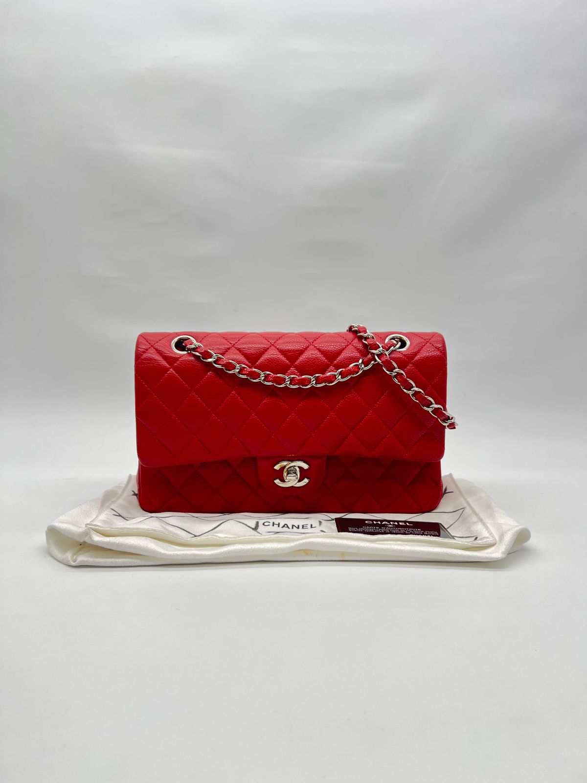Medium Classic D Flap Caviar Red SHW