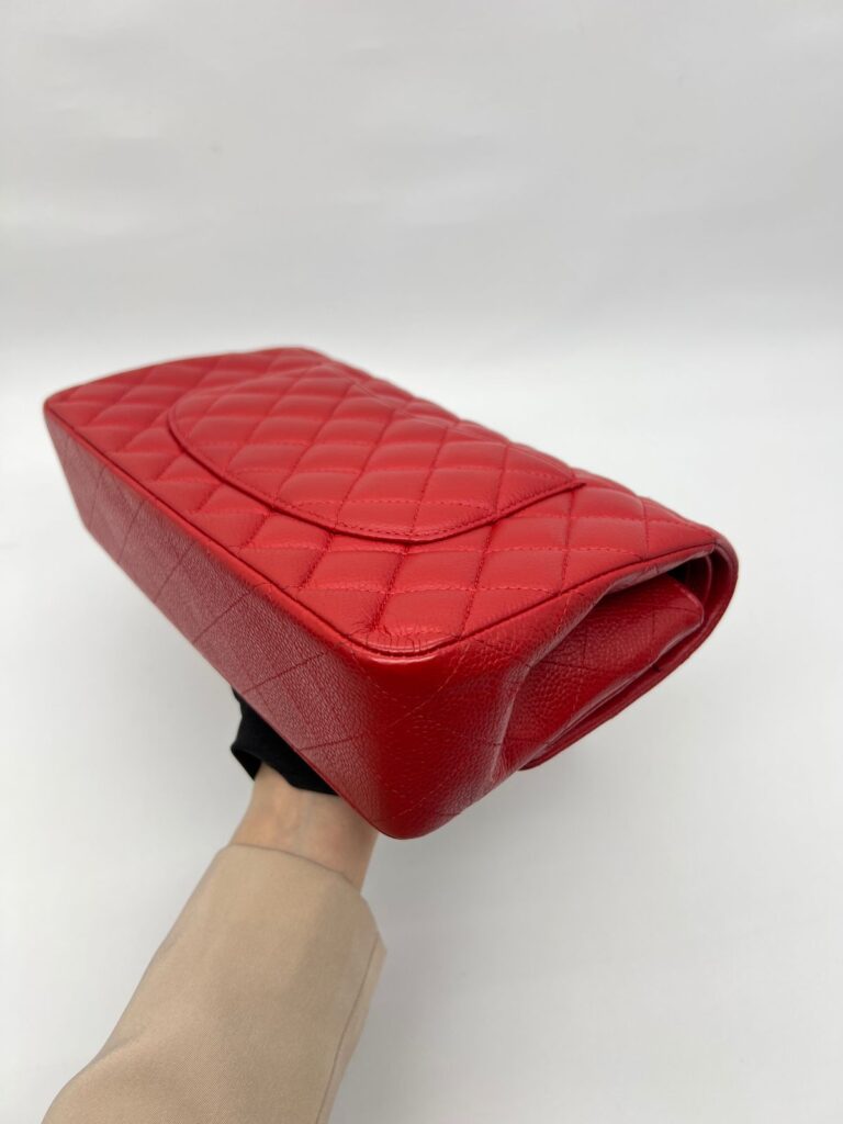 Medium Classic D Flap Caviar Red SHW