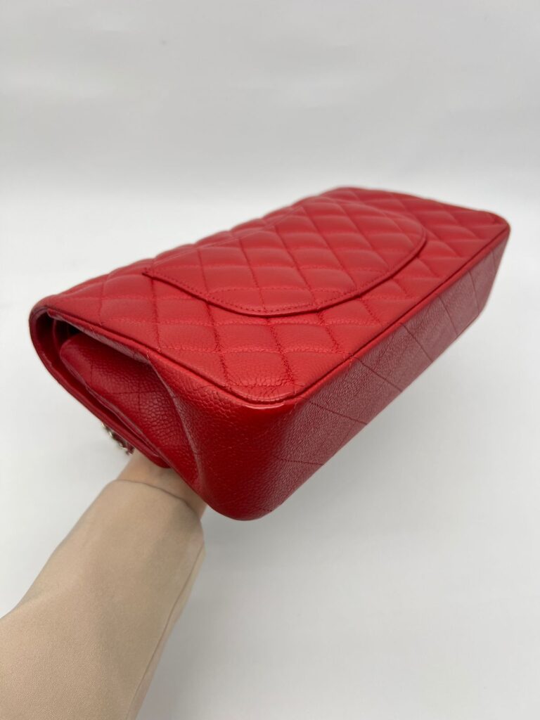 Medium Classic D Flap Caviar Red SHW