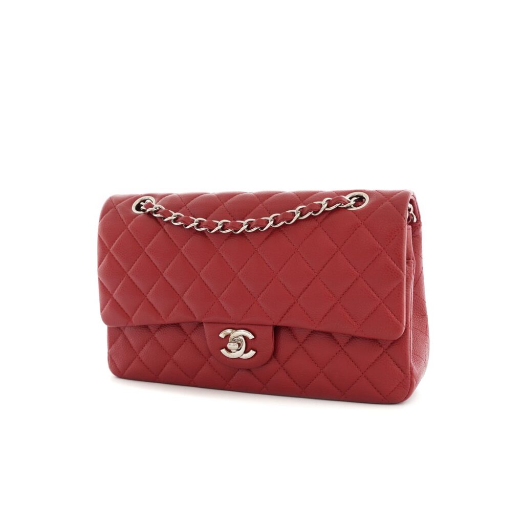Medium Classic D Flap Caviar Red SHW