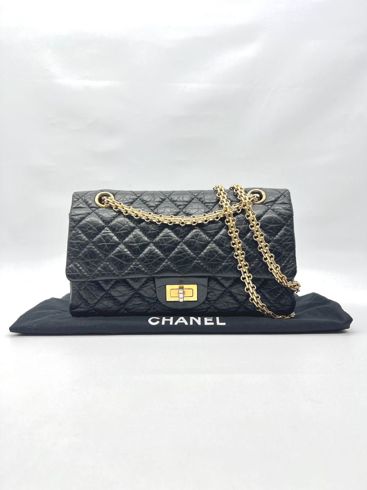 Reissue 226 Medium Crinkled Calfskin Black GHW