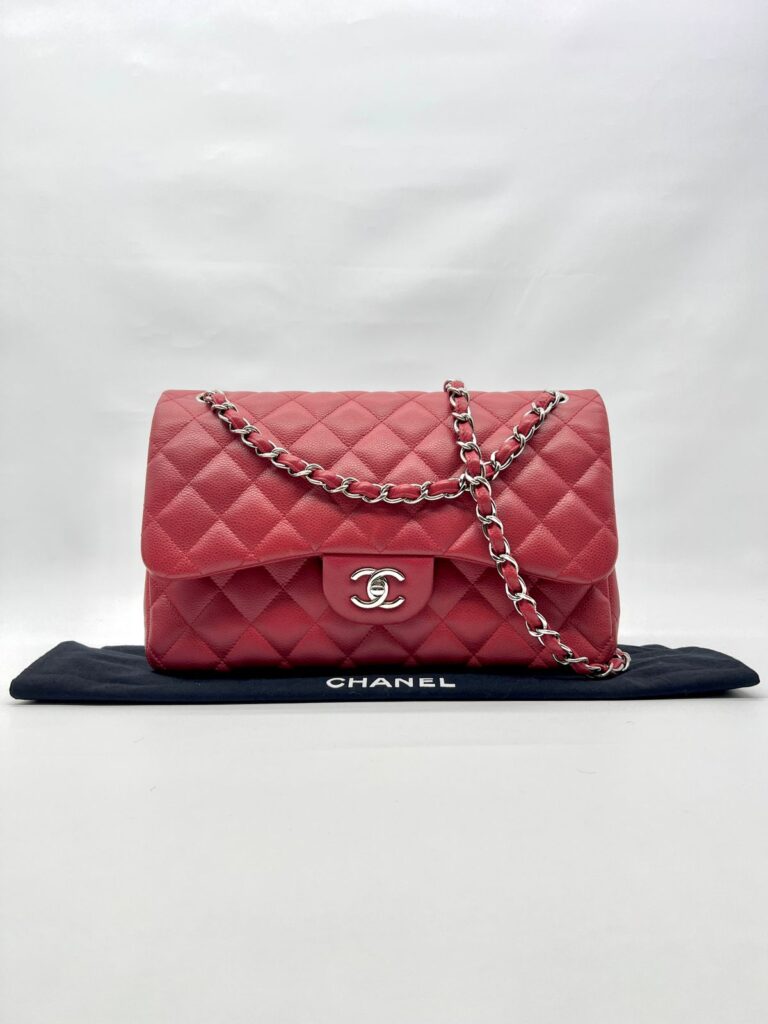 Jumbo Classic D Flap Caviar Red SHW