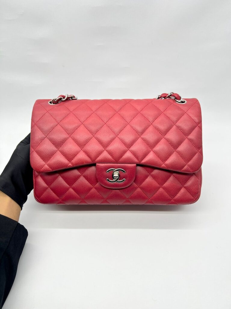 Jumbo Classic D Flap Caviar Red SHW