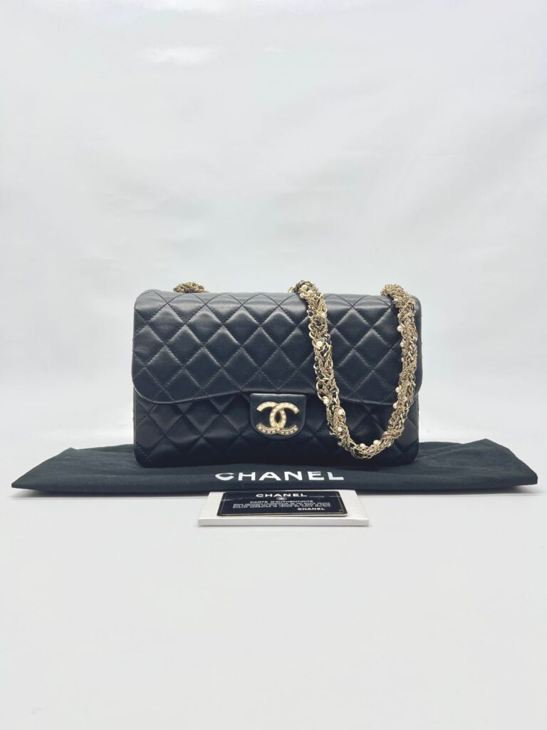 Flap Tangled Pearl Lambskin Black GHW
