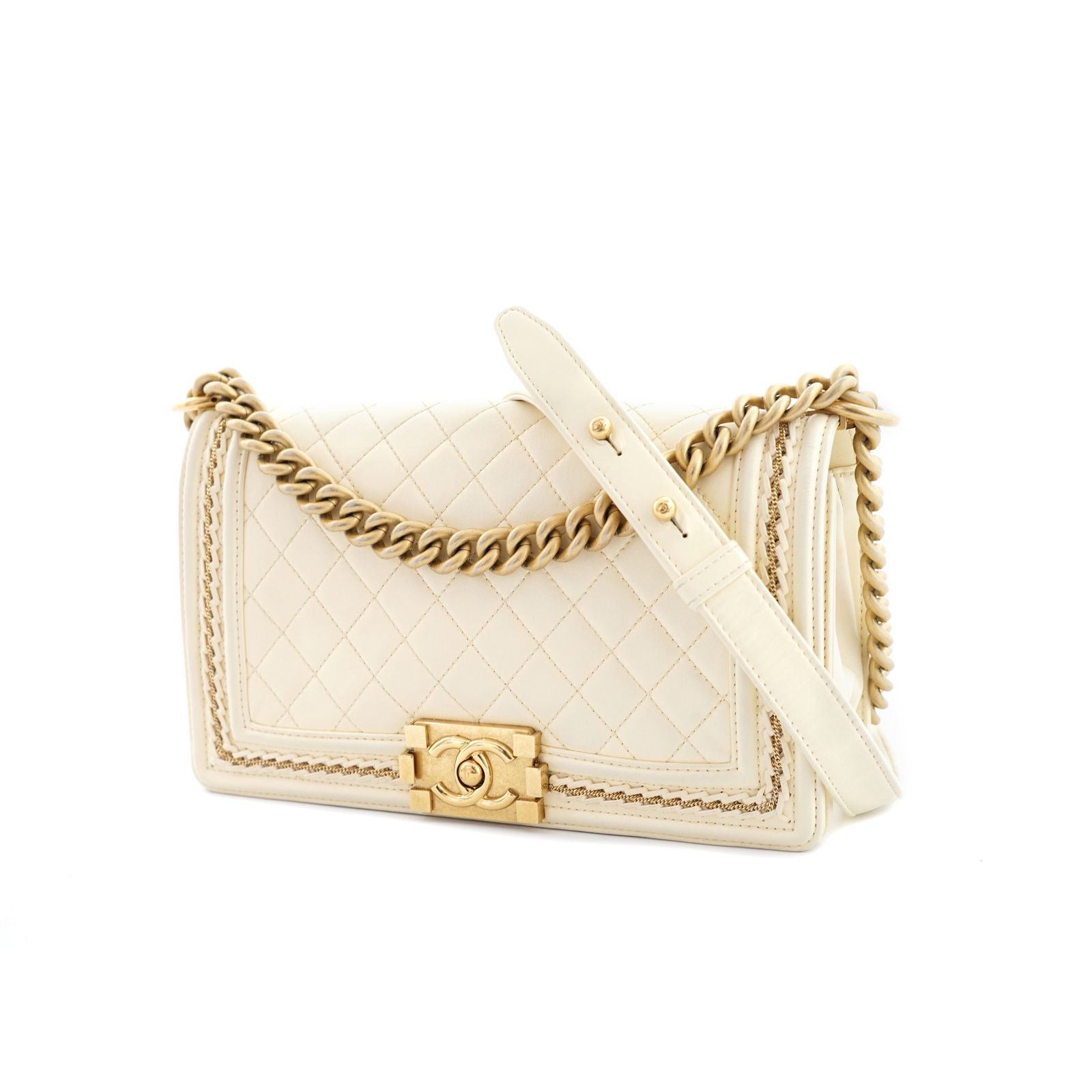 Boy 25 Lambskin Ivory Chain GHW