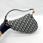 Saddle Medium Canvas Oblique Navy GHW