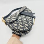 Saddle Medium Canvas Oblique Navy GHW