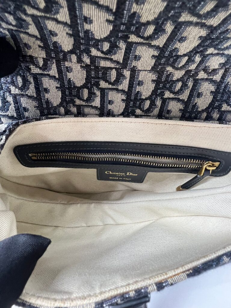 Saddle Medium Canvas Oblique Navy GHW