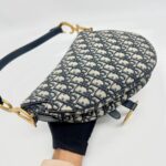 Saddle Medium Canvas Oblique Navy GHW