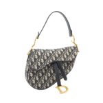 Saddle Medium Canvas Oblique Navy GHW