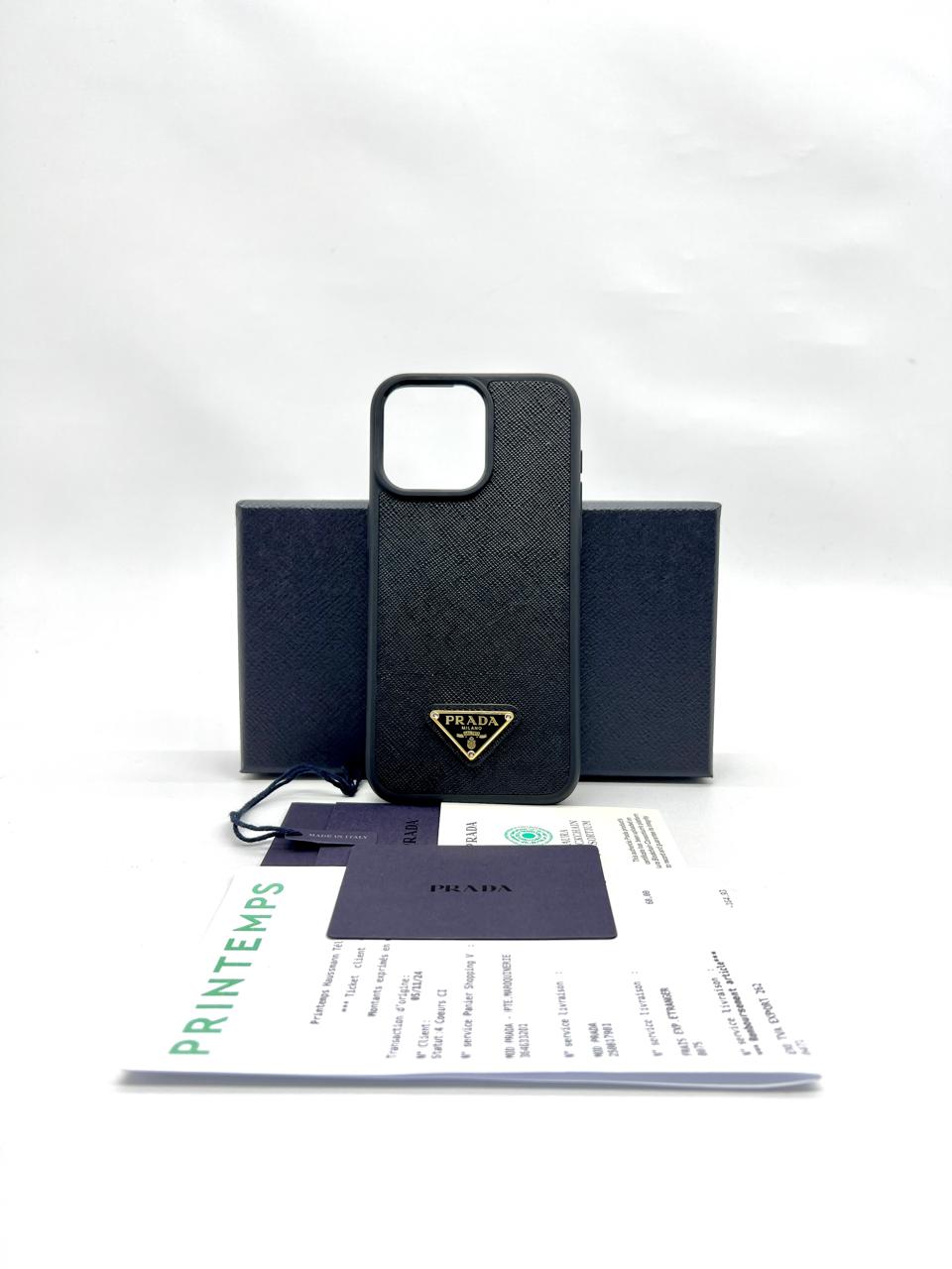Case For Iphone 15pm Saffiano Black GHW