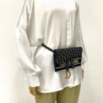 Saddle Pouch Oblique Velvet Navy GHW