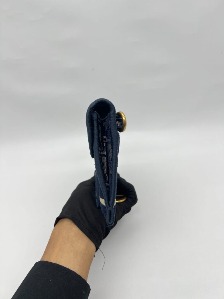 Saddle Pouch Oblique Velvet Navy GHW