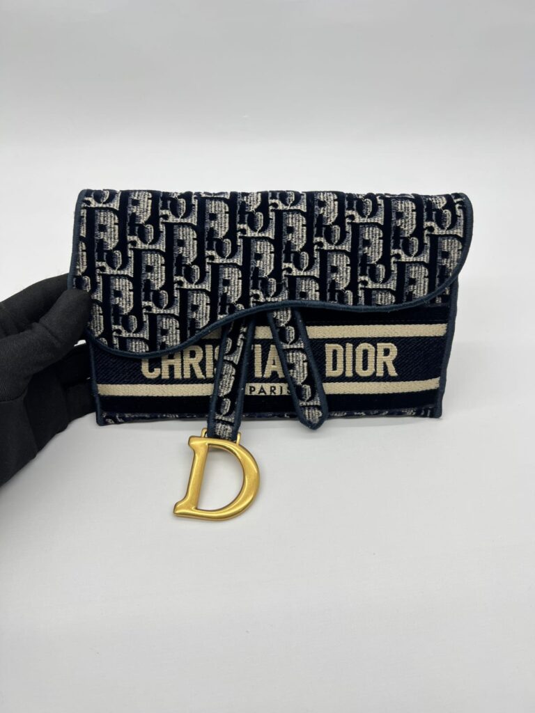 Saddle Pouch Oblique Velvet Navy GHW