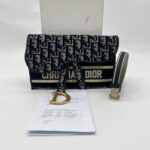 Saddle Pouch Oblique Velvet Navy GHW