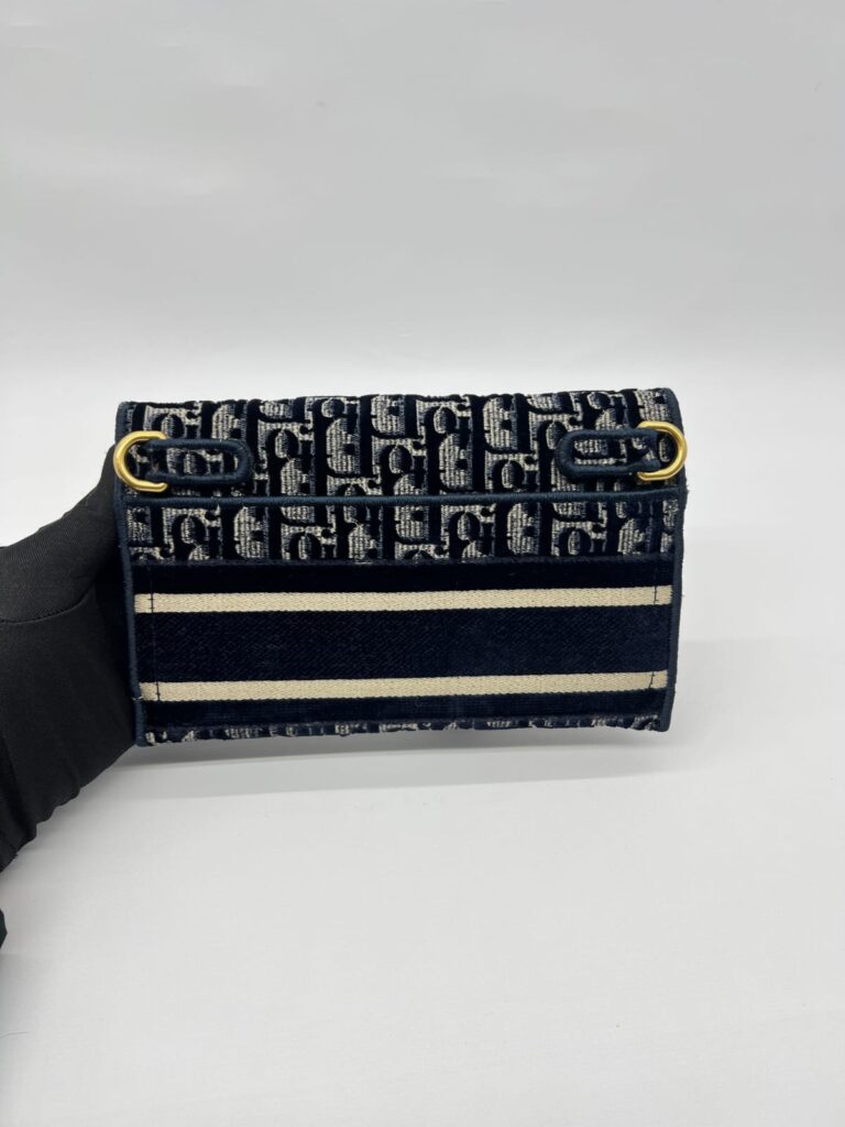 Saddle Pouch Oblique Velvet Navy GHW