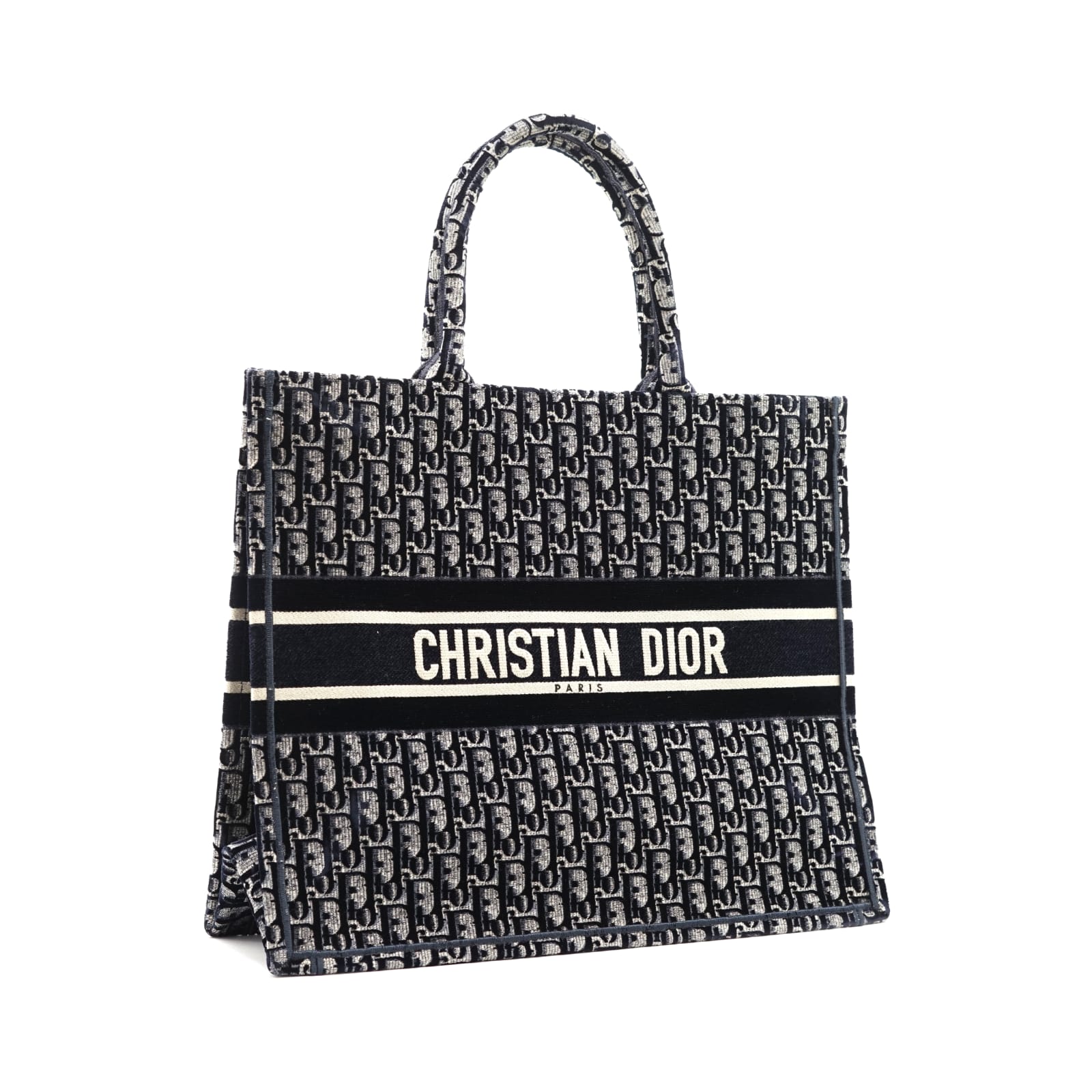 Book Tote Large Oblique Velvet Navy