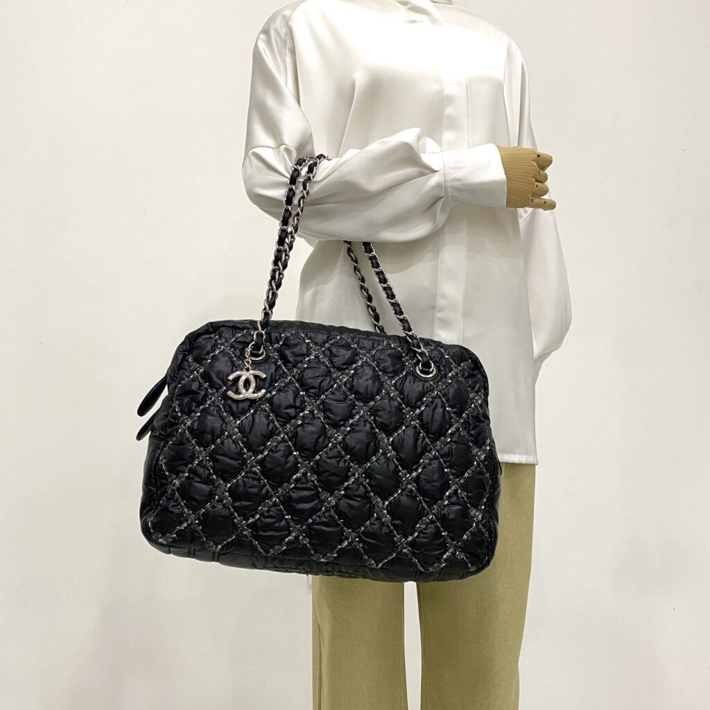 Shoulder Zip Tweed On Stitch Nylon Black Quilted SHW