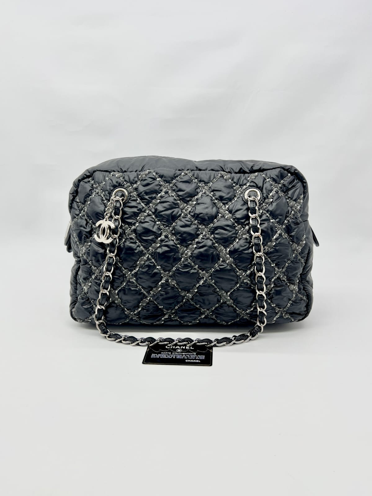 Shoulder Zip Tweed On Stitch Nylon Black Quilted SHW