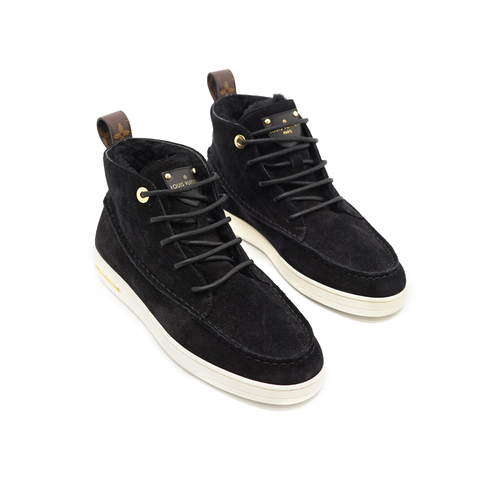 Minnea Sneakers High Suede Fur Black Monogram