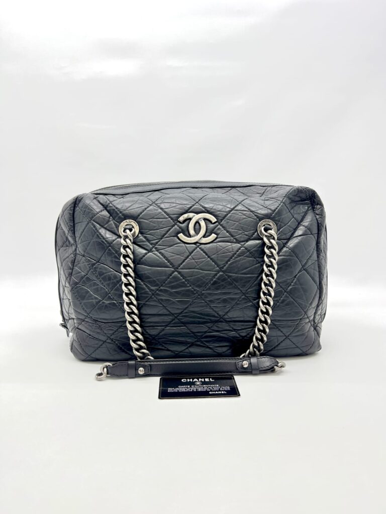 Secret Tag Bowling Bag Black Aged Calfskin RHW