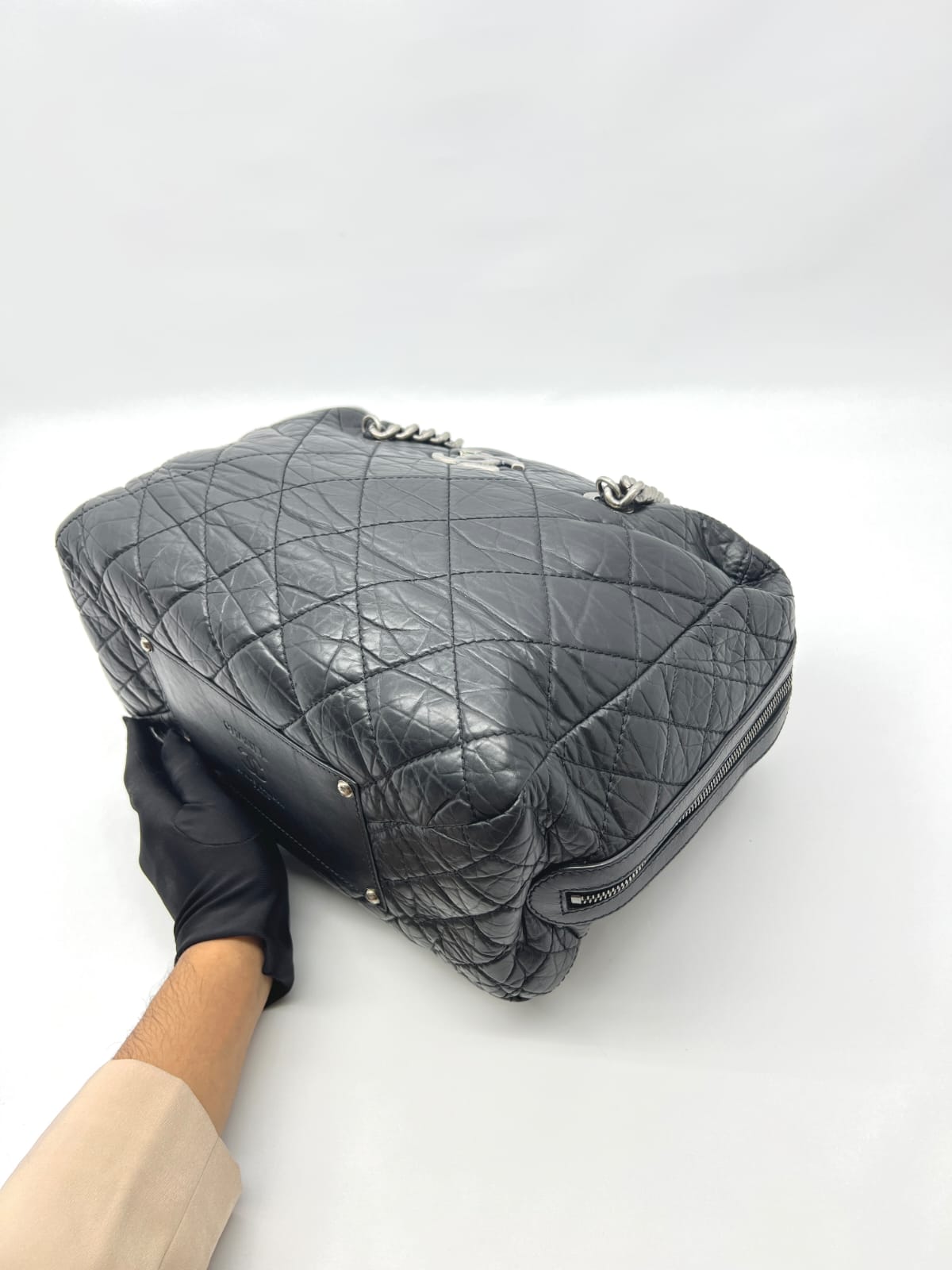 Secret Tag Bowling Bag Black Aged Calfskin RHW