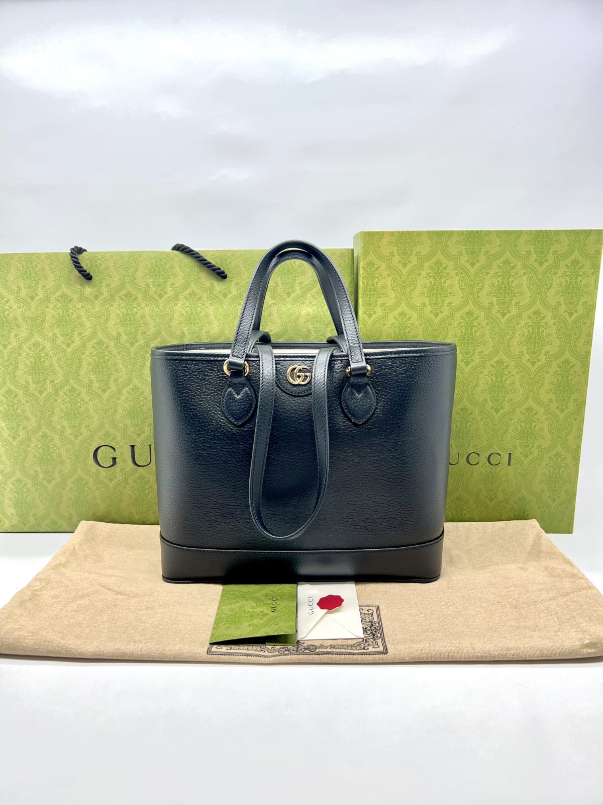 Ophidia Small Tote Bag Leather Black GHW