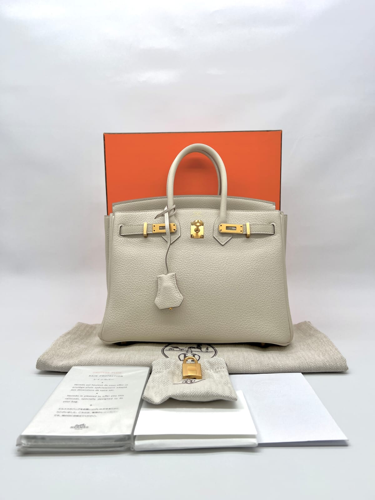Birkin 25 Veau Togo Craie GHW