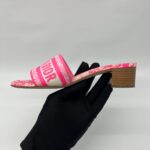 Dway Heeled Slide Bright Pink Toile De Jouy/Pink White