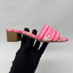 Dway Heeled Slide Bright Pink Toile De Jouy/Pink White