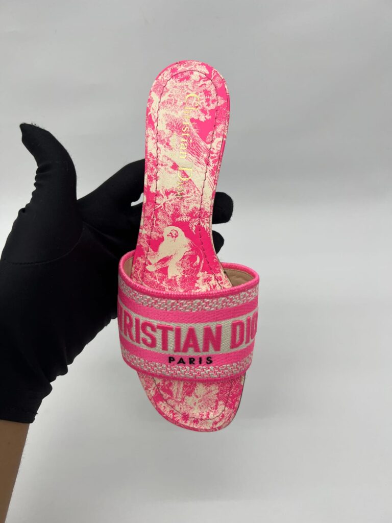 Dway Heeled Slide Bright Pink Toile De Jouy/Pink White