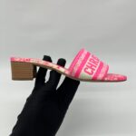 Dway Heeled Slide Bright Pink Toile De Jouy/Pink White