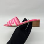 Dway Heeled Slide Bright Pink Toile De Jouy/Pink White