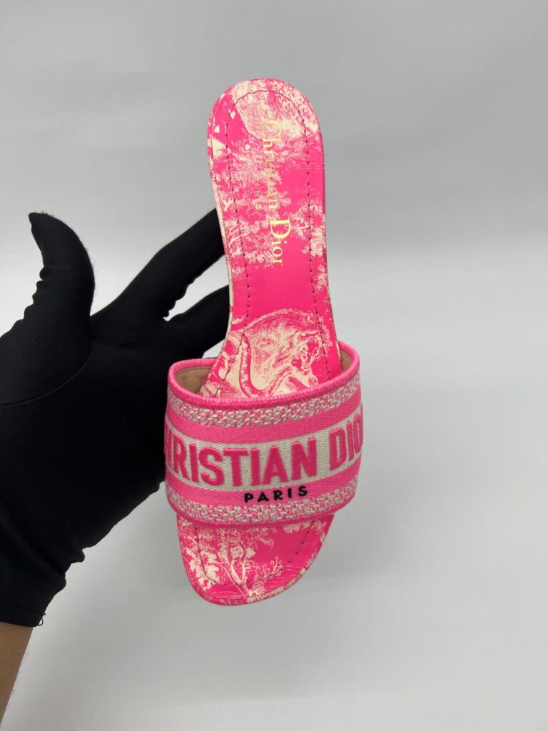 Dway Heeled Slide Bright Pink Toile De Jouy/Pink White