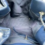 Chain Drawstring Bucket Quilted Blue SHW