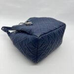 Chain Drawstring Bucket Quilted Blue SHW