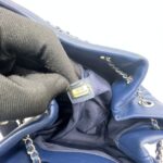 Chain Drawstring Bucket Quilted Blue SHW