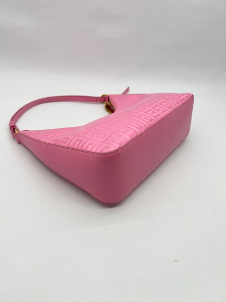 Small Moon Cut Out Coated Canvas Logo 4G Embossed Pink White GHW