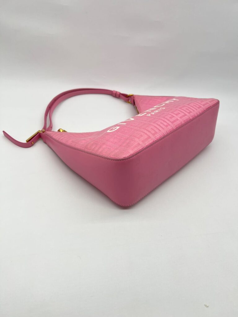 Small Moon Cut Out Coated Canvas Logo 4G Embossed Pink White GHW