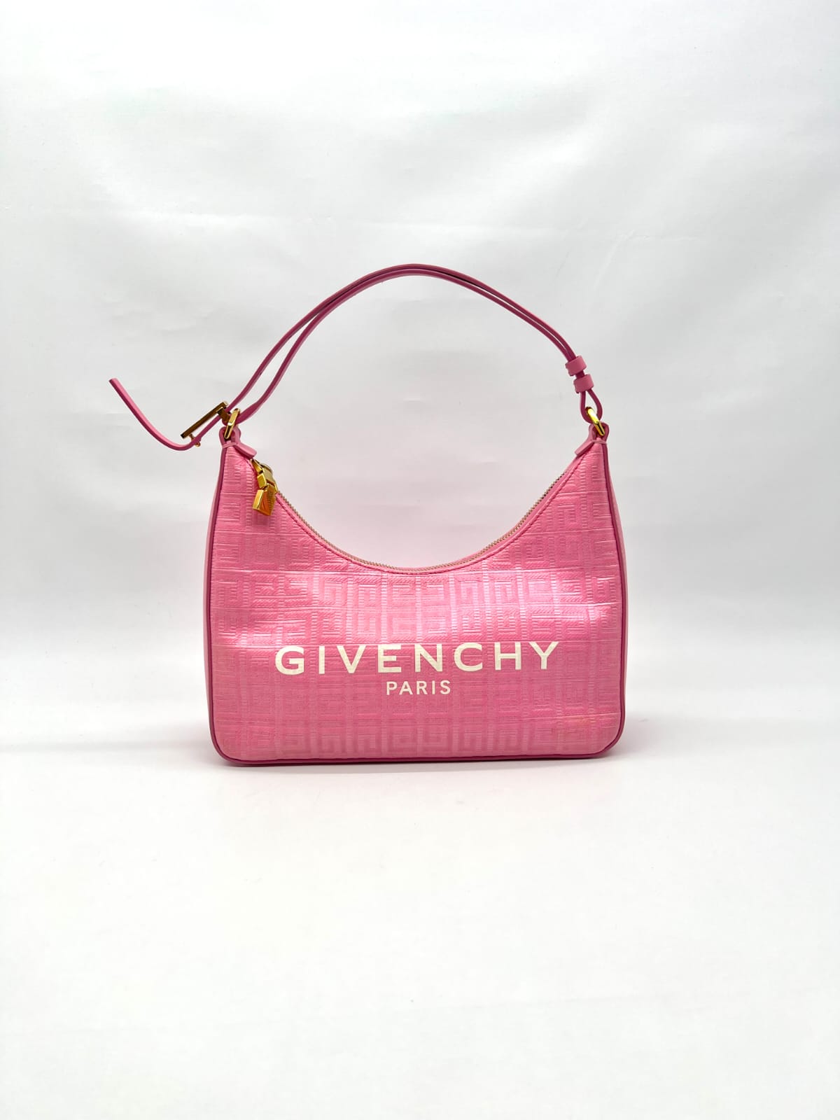 Small Moon Cut Out Coated Canvas Logo 4G Embossed Pink White GHW