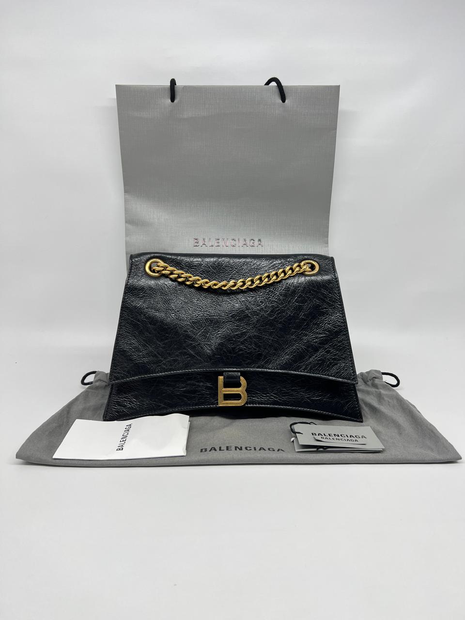 Crush Chain Bag Crinkled Black GHW