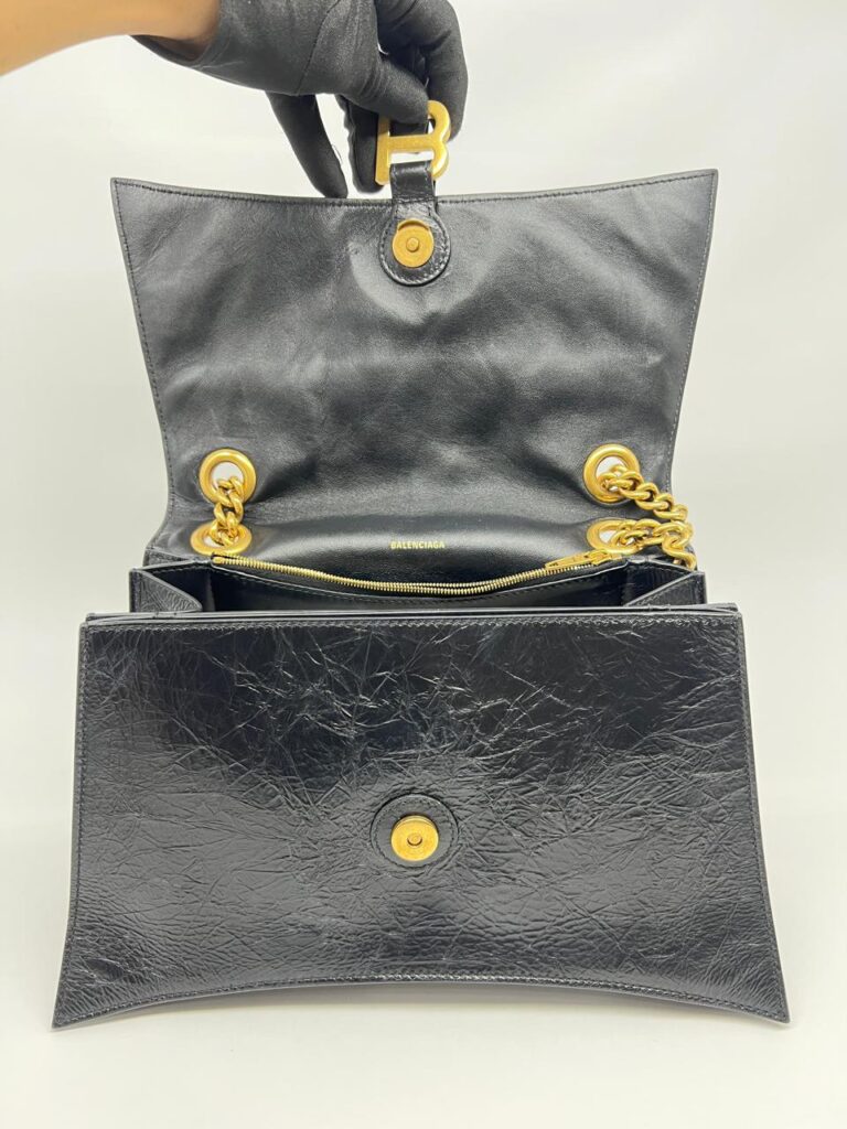 Crush Chain Bag Crinkled Black GHW
