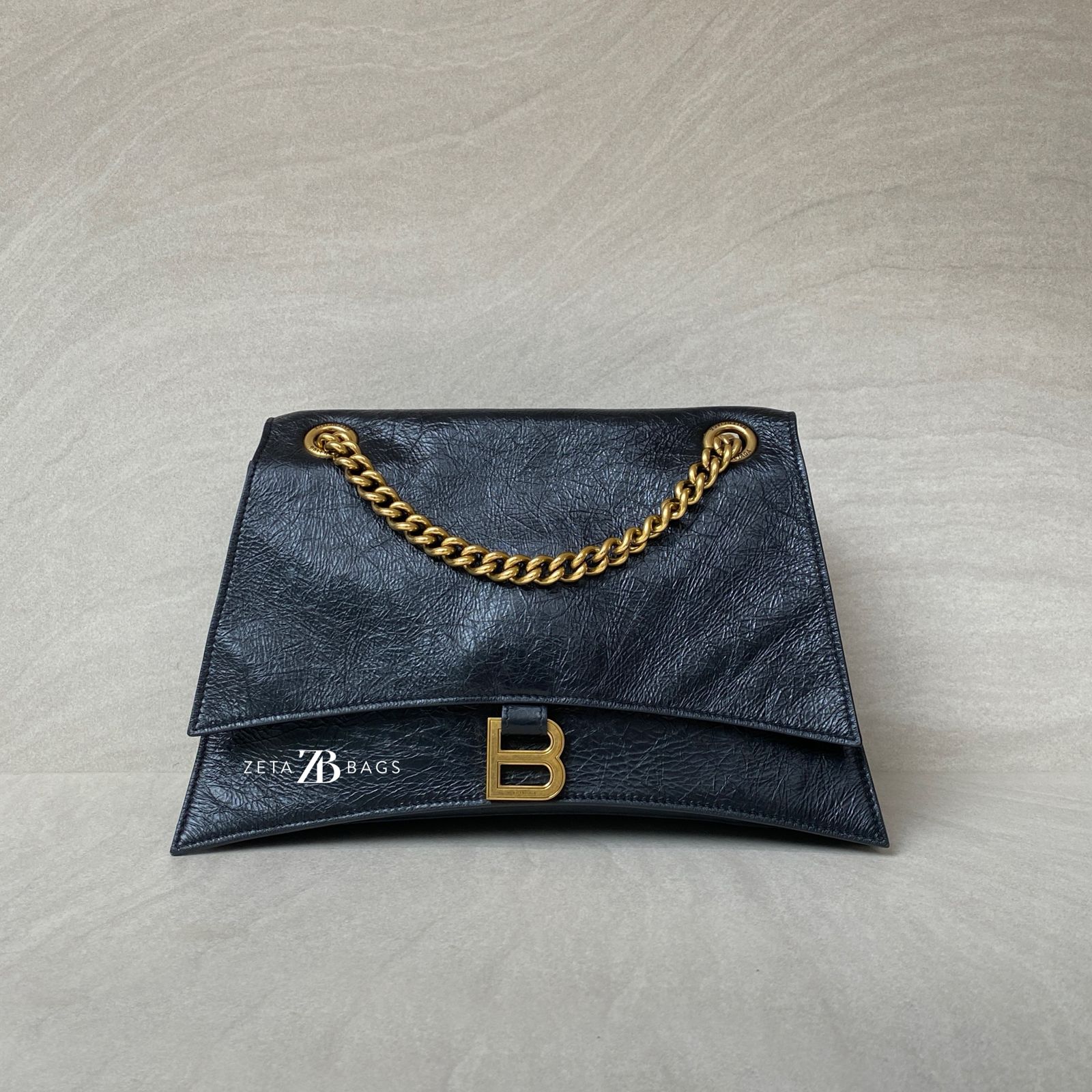 Crush Chain Bag Crinkled Black GHW