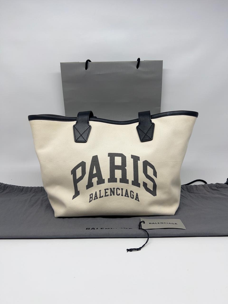 Cities Paris Jumbo Tote Canvas White Black